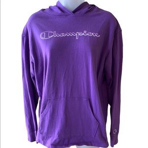 Champion Purple Long Sleeve Tee Lightweight Hoodie Activewear Size Small